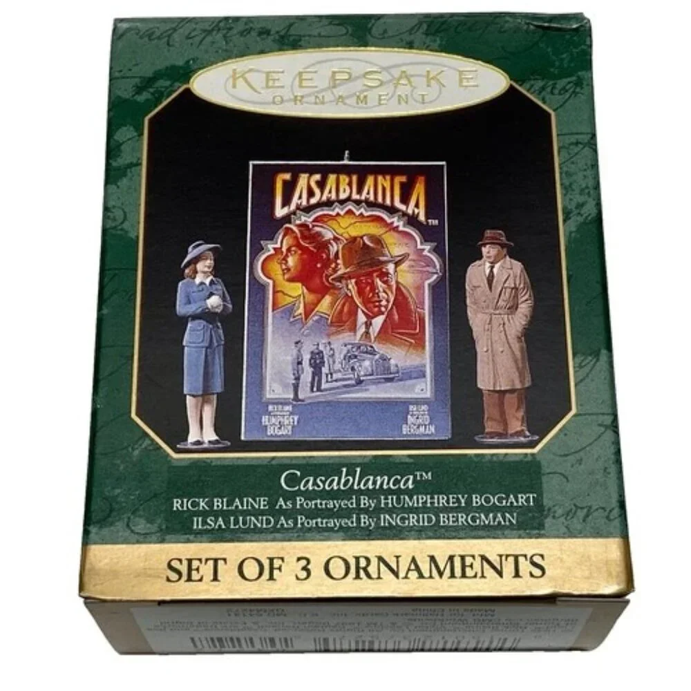 Vintage Christmas Ornaments Casablanca Bogart & Bergman Hallmark Keepsake 1997‎